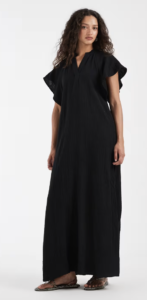 ONLY maxi cheesecloth dress with flutter sleeves in black