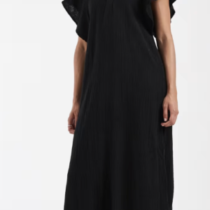 ONLY maxi cheesecloth dress with flutter sleeves in black