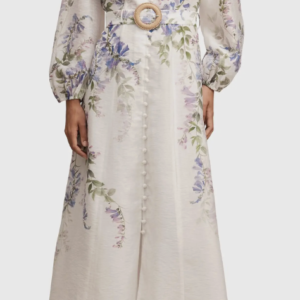 Sheridan Placement Print Long Sleeve Maxi Dress
