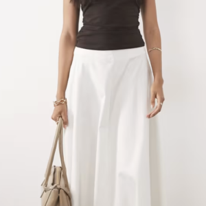 ASOS DESIGN cotton sateen volume circle skirt in white