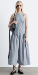 & Other Stories ruched drop waist maxi dress in gray