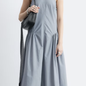 & Other Stories ruched drop waist maxi dress in gray
