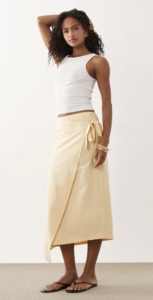 ASOS DESIGN linen blend wrap skirt in buttermilk – part of a set