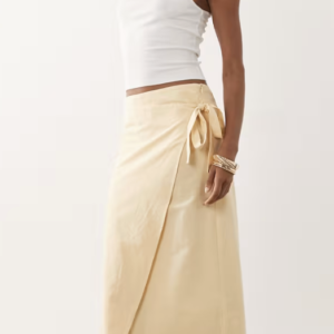 ASOS DESIGN linen blend wrap skirt in buttermilk - part of a set