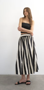 Topshop drop waist saloon maxi skirt in mono stripe print