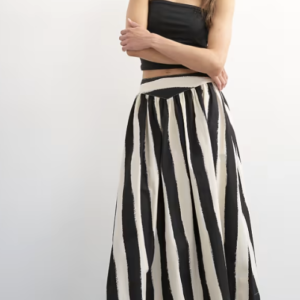 Topshop drop waist saloon maxi skirt in mono stripe print