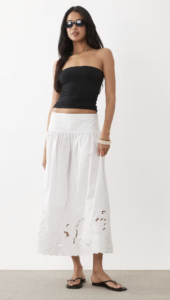 Gina Tricot pure cotton broderie maxi skirt in white – part of a set
