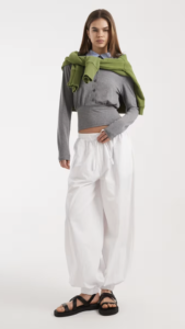 ASOS DESIGN contrast poplin collar button front cinched waist top in charcoal