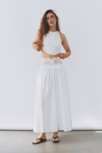 Lace-Detail Cotton Skirt