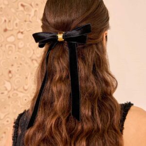 Alexis Velvet Ribbon Hair Bow Noir