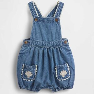 Baby Denim Shell Pocket Bubble Overalls Medium Wash