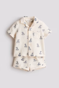 2-Piece Cotton Shirt and Shorts Set