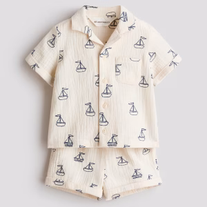 2-Piece Cotton Shirt and Shorts Set