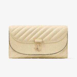 Curve Wallet With Chain Buttermilk Quilted Biker Leather