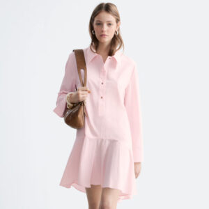 Drop-Waist Shirt Dress Pastel pink