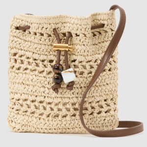 Esme Raffia-Effect Mini Crossbody Bag in Natural