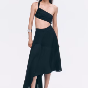 Asymmetric Dual-Fabric Skirt