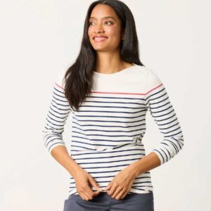 FatFace Ivory Pop Stripe Long Sleeve Top
