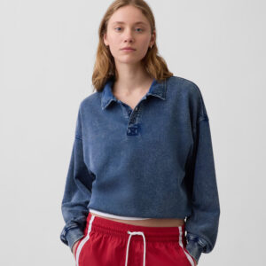 French Terry Oversized Polo Sweatshirt