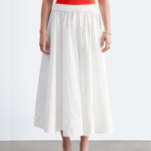 Gathered A-line Maxi Skirt White