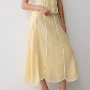Georgia Panelled Midi Skirt - Butter