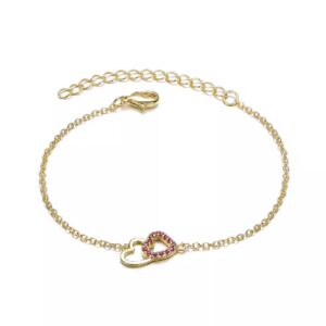 GiGiGirl Kids 14K Gold Plated Cubic Zirconia Heart Entwined Bracelet