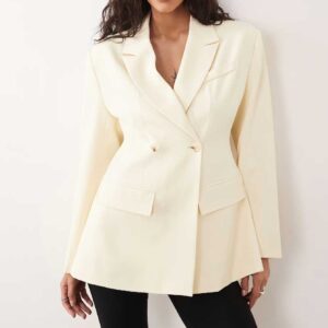 Gina Tricot shaped blazer in light yellow