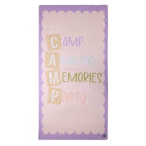 Girls "Camp Party" Cotton-Blend 30"W X 60"L Terry Beach Towel