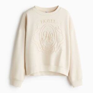 H&M Motif-detail Sweatshirt Light Beige/Hôtel De Luxe