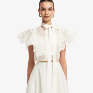 Jasmine Appliqué Flutter Sleeve Top
