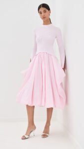 SIMKHAI Kenlie Long Sleeve Mock Neck Midi Dress