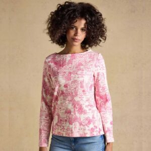 Joules Harbour Pink City Toile Printed Boat Neck Breton Top
