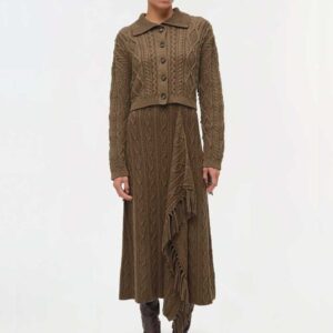 Kara Wool Fringe Midi Skirt