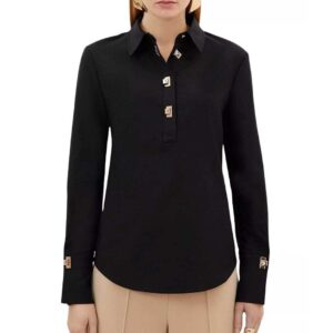Karen Millen Techno Cotton Gold Clasp Shirt