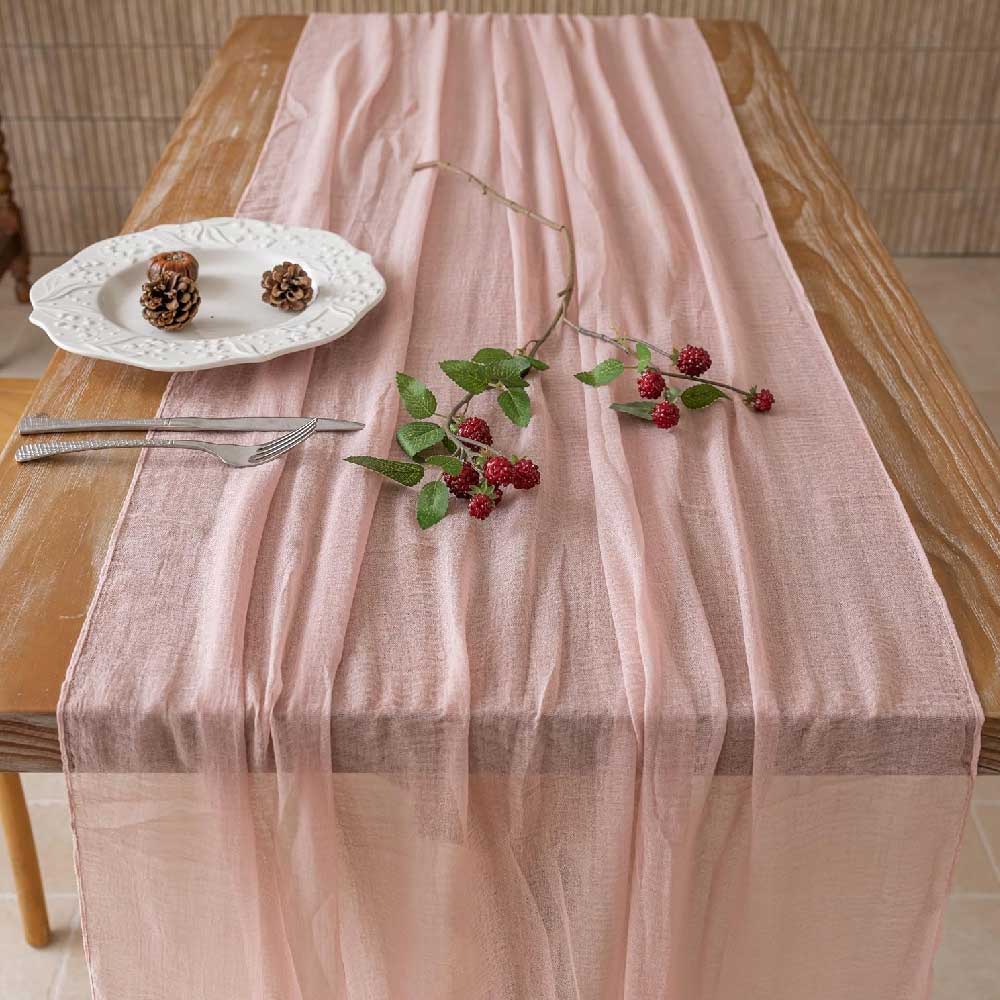 Keketoarrange Dusty Pink Table Runner Cheesecloth