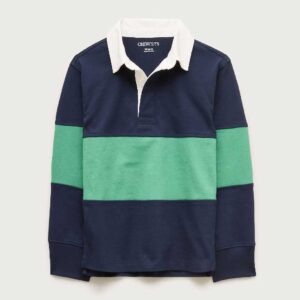 Kids' junior varsity rugby polo shirt in striped heritage jersey