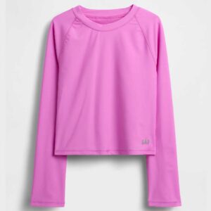 Kids Raglan Rash Guard Neon Pink Glow