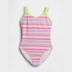 Kids V-Neck One-Piece Swimsuit Multi Stripe