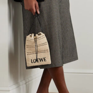LOEWE + Paula's Ibiza Leather-Trimmed Embroidered Raffia Messenger Bag