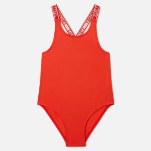 Logo Strap Swimsuit Red