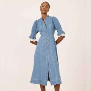 Mid Indigo Denim Midi Dress Blue