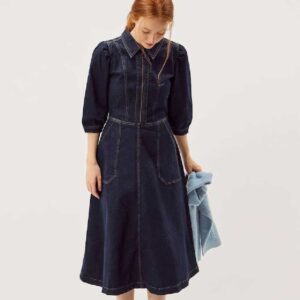 Monsoon Blue Erin Zip Denim Midi Dress