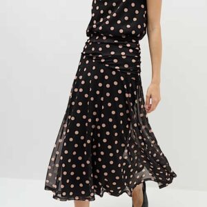 M&S Mesh Polka Dot Midi A-Line Skirt