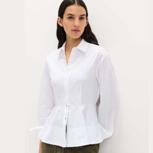 M&S Pure Cotton Button Through Peplum Shirt