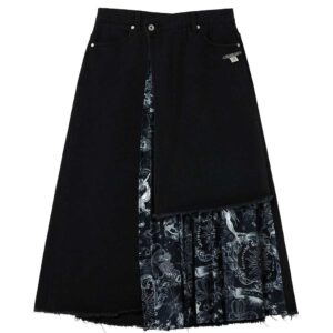 Musium Div. frayed denim midi skirt