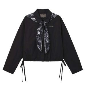 Musium Div. printed-scarf cotton jacket