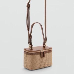 Natural fiber toiletry bag with zip Beige