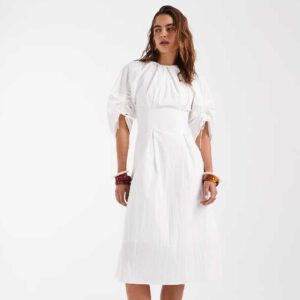 & Other Stories volume cinched sleeves midi dress