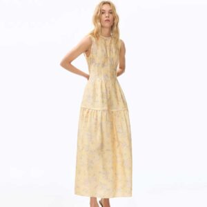 Patterned Flared-Skirt Dress Yellow/floral