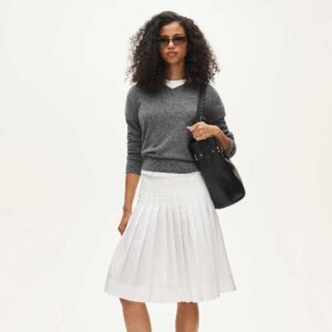 Pleated skirt in cotton poplin